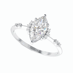 1.00 TCW Marquise Cut Cluster 18K Lab Grown Diamond Ring for Women