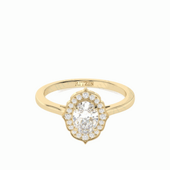 1.00 TCW Oval Cut Halo 18K Lab Grown Diamond Ring for Women