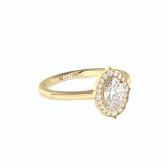 1,00 TCW Ovalschliff Halo 18K Lab Grown Diamantring für Damen