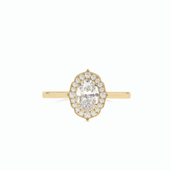 1,00 TCW Ovalschliff Halo 18K Lab Grown Diamantring für Damen