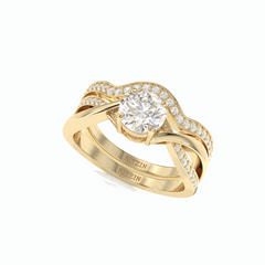 1,50 TCW runder Brillantschliff-Brautset 18K Lab-grown Diamantring für Damen