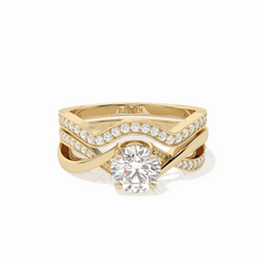 1,50 TCW runder Brillantschliff-Brautset 18K Lab-grown Diamantring für Damen