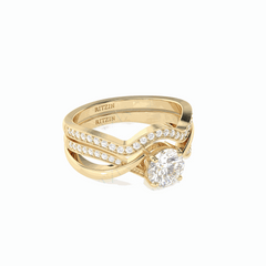 1,50 TCW runder Brillantschliff-Brautset 18K Lab-grown Diamantring für Damen