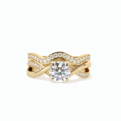 1,50 TCW runder Brillantschliff-Brautset 18K Lab-grown Diamantring für Damen