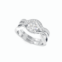 1,50 TCW runder Brillantschliff-Brautset 18K Lab-grown Diamantring für Damen