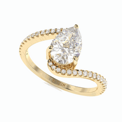 1.70 TCW Pear Cut Twisted 18K Lab Grown Diamond Ring for Women