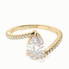 1.70 TCW Pear Cut Twisted 18K Lab Grown Diamond Ring for Women