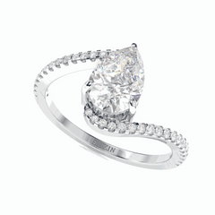 1.70 TCW Pear Cut Twisted 18K Lab Grown Diamond Ring for Women