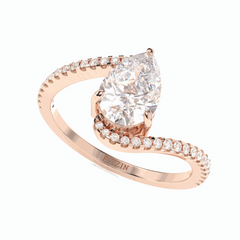 1.70 TCW Pear Cut Twisted 18K Lab Grown Diamond Ring for Women