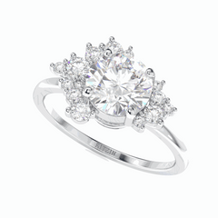 1.00 TCW Round Brilliant Cut Cluster 18K Lab Grown Diamond Ring for Women