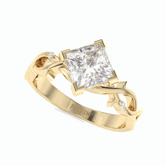 2.30 TCW Princess Cut Twisted 18K Lab Grown Diamond Ring for Women