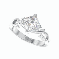 2.30 TCW Princess Cut Twisted 18K Lab Grown Diamond Ring for Women