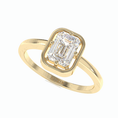 1.00 TCW Emerald Cut Solitaire 18K Lab Grown Diamond Ring for Women