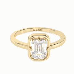 1.00 TCW Emerald Cut Solitaire 18K Lab Grown Diamond Ring for Women