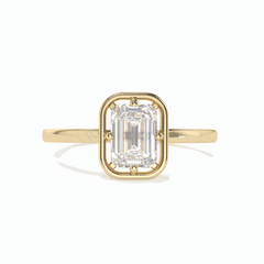 1.00 TCW Emerald Cut Solitaire 18K Lab Grown Diamond Ring for Women