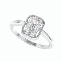 1.00 TCW Emerald Cut Solitaire 18K Lab Grown Diamond Ring for Women