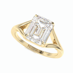 1.50 TCW Emerald Cut Split Shank 18K Lab Grown Diamond Ring for Women