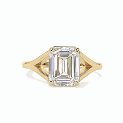 1.50 TCW Emerald Cut Split Shank 18K Lab Grown Diamond Ring for Women