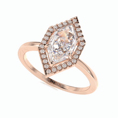 1,50 TCW Marquise-Schliff Halo 18K Lab-grown Diamantring für Damen