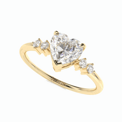 1.00 TCW Heart Cut Solitaire With Accents 18K Lab Grown Diamond Ring for Women