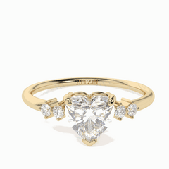 1.00 TCW Heart Cut Solitaire With Accents 18K Lab Grown Diamond Ring for Women