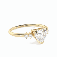 1.00 TCW Heart Cut Solitaire With Accents 18K Lab Grown Diamond Ring for Women