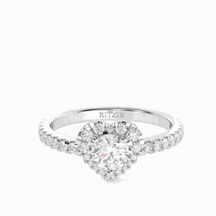 1.00 TCW Round Brilliant Cut Halo 18K Lab Grown Diamond Ring for Women