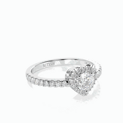 1.00 TCW Round Brilliant Cut Halo 18K Lab Grown Diamond Ring for Women