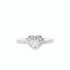 1.00 TCW Round Brilliant Cut Halo 18K Lab Grown Diamond Ring for Women