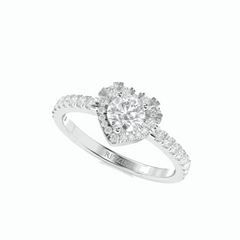 1.00 TCW Round Brilliant Cut Halo 18K Lab Grown Diamond Ring for Women