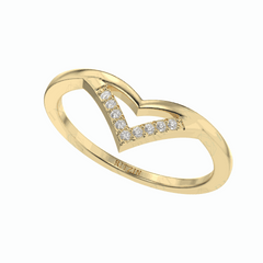 Round Brilliant Cut Chevron 18K Lab Grown Diamond Ring for Women