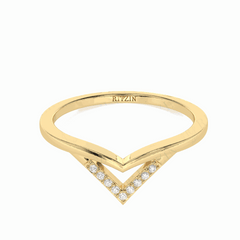 Round Brilliant Cut Chevron 18K Lab Grown Diamond Ring for Women