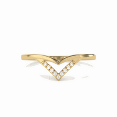 Round Brilliant Cut Chevron 18K Lab Grown Diamond Ring for Women