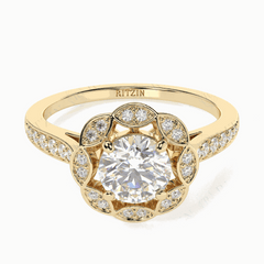 1.00 TCW Round Brilliant Cut Halo 18K Lab Grown Diamond Ring for Women