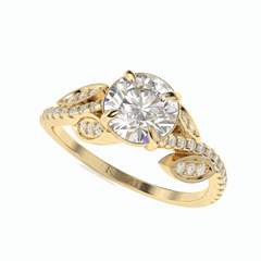 1.25 TCW Round Brilliant Cut Solitaire With Accents 18K Lab Grown Diamond Ring for Women