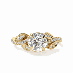 1.25 TCW Round Brilliant Cut Solitaire With Accents 18K Lab Grown Diamond Ring for Women