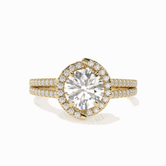 1,50 TCW runder Brillantschliff-Brautset 18K Lab-grown Diamantring für Damen