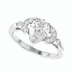 2.00 TCW Pear Cut Cluster 18K Lab Grown Diamond Ring for Women