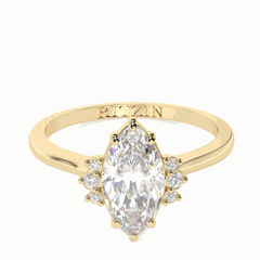 1.00 TCW Marquise Cut Cluster 18K Lab Grown Diamond Ring for Women