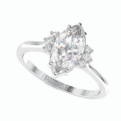 1.00 TCW Marquise Cut Cluster 18K Lab Grown Diamond Ring for Women