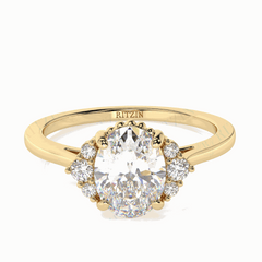 1.50 TCW Oval Cut Cluster 18K Lab Grown Diamond Ring for Women