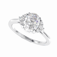 1.50 TCW Oval Cut Cluster 18K Lab Grown Diamond Ring for Women