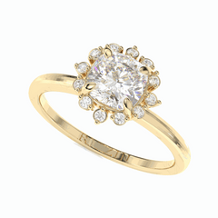 1.00 TCW Cushion Cut Halo 18K Lab Grown Diamond Ring for Women