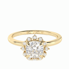 1.00 TCW Cushion Cut Halo 18K Lab Grown Diamond Ring for Women