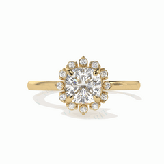 1.00 TCW Cushion Cut Halo 18K Lab Grown Diamond Ring for Women