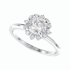 1.00 TCW Cushion Cut Halo 18K Lab Grown Diamond Ring for Women