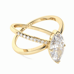 1,70 TCW Marquise-Schliff gedrehter 18K Lab-grown Diamantring für Damen