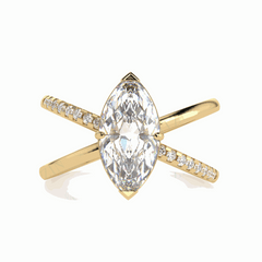 1,70 TCW Marquise-Schliff gedrehter 18K Lab-grown Diamantring für Damen