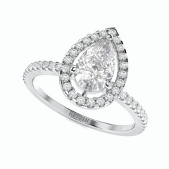 1.50 TCW Pear Cut Halo 18K Lab Grown Diamond Ring for Women