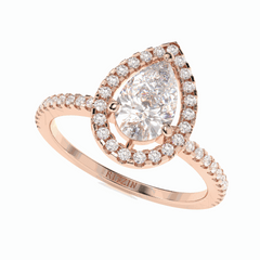 1,50 TCW Birnenschliff Halo 18K Lab Grown Diamantring für Damen